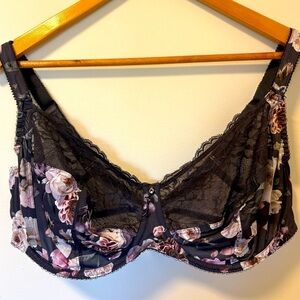 Fantasie Bra Grey Pink Lace With underwire size 40H floral
